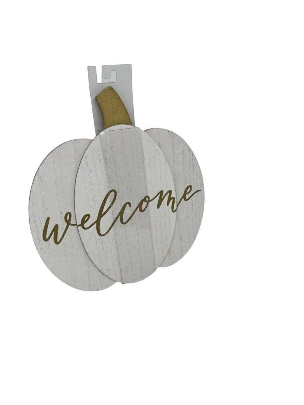 Fall Welcome White Pumpkin Door Wreath Decor 10 inch Home Decor Gold - Picture 6 of 8